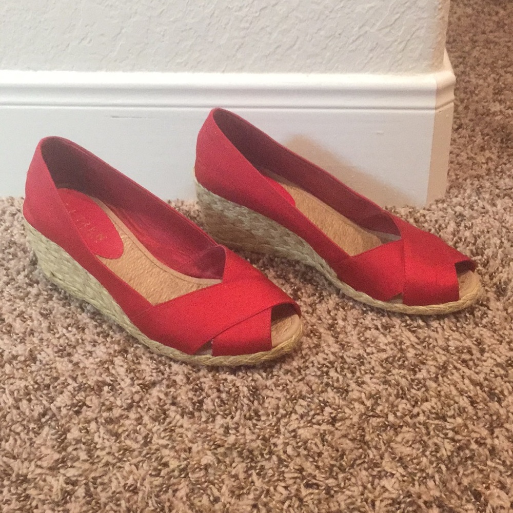 Ralph Lauren Cecilia Wedge Deep Red